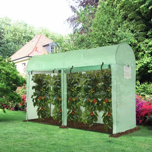 Outsunny vrtni tunel rastlinjak za rastline in zelenjavo, 2 dvižni vratci in 4 okna, jeklena konstrukcija s prevleko iz PE, 3x1x2m, (20708458)