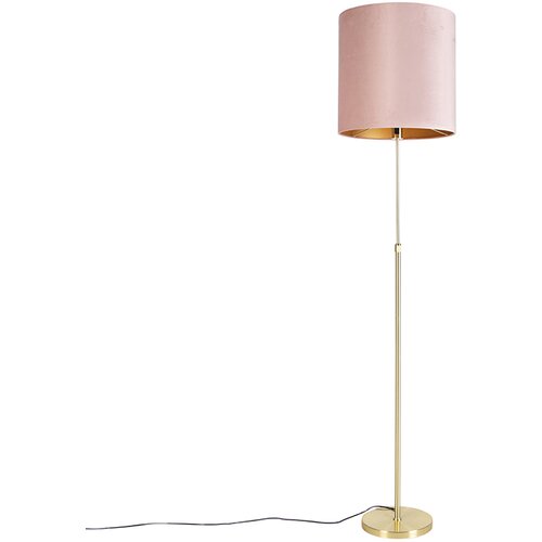 QAZQA Stoječa svetilka zlata / medenina z roza žametnim odtenkom 40/40 cm - Parte Cene