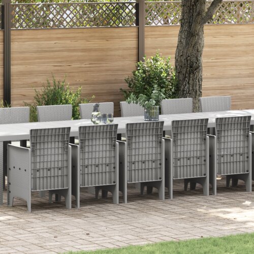 vidaXL Vrtni set za objed 17 pcs Svijetlo siva, krem bijela Polt ratan Cijene