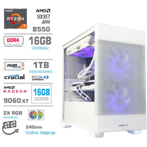 MEGA gaming namizni računalnik S7X Ryzen 7 5700X/16GB/1TB SSD/RX 9060 XT/bela Cene