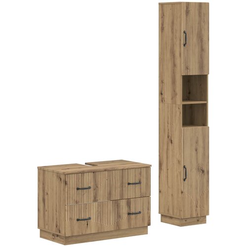  Set kupaonskih ormara od 2 dijela HOORN Hrast artisan Cene