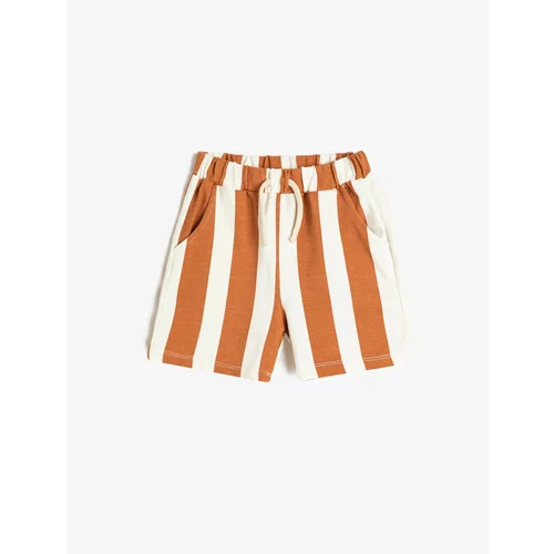 Koton Striped Cotton Shorts with Tie Waist with Pocket