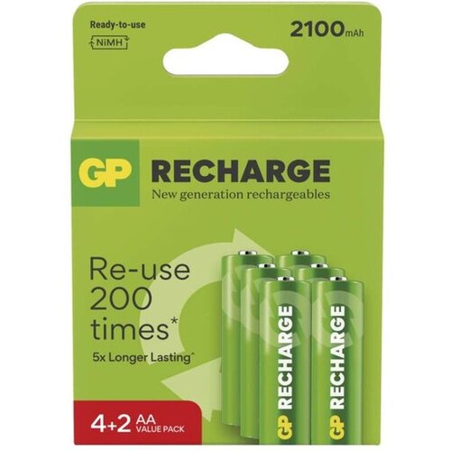 Gp polnilne baterije Recharge 2100, AA, 1,2 V, 2100 mAh, NiMH, 6 kos Cene