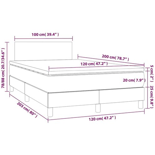  box spring s madracem LED krem 120 x 200 cm od tkanine Slike