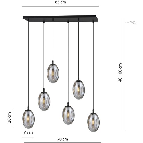  Visilica na sajli ASTRAL 6xE14/10W/230V crna/zadimljena Slike