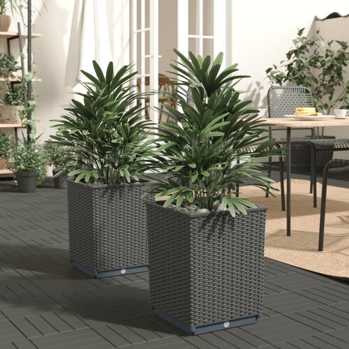 vidaXL Visok lonec 2 kosa črn 30x30x37 cm polipropilen Cene