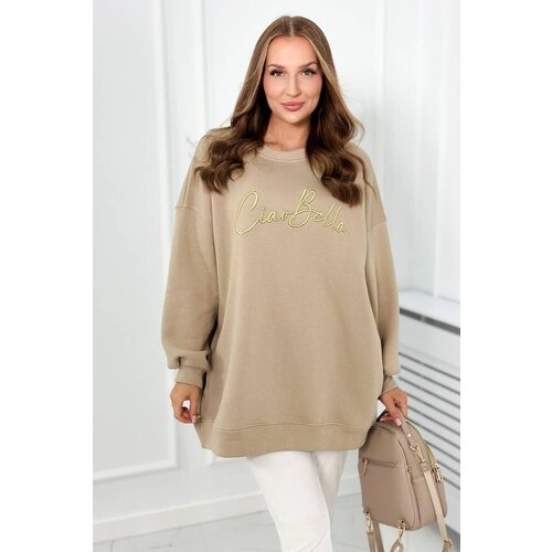 Kesi Insulated sweatshirt with Ciao Bella inscription light beige Cene