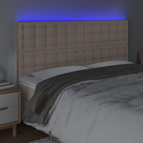  LED uzglavlje boja cappuccina 160x5x118/128cm od umjetna koža Slike