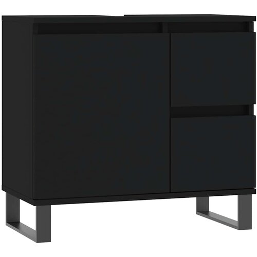 Maison Chic Kopalniška omarica - Kopalniški kabinet črna 65x33x60 cm inženirski les, (21794442) Cene