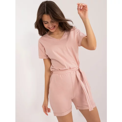 Fashion Hunters Light pink jumpsuit with elastic waistband