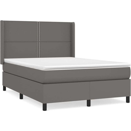  Krevet s oprugama i madracem sivi 140x190 cm od umjetne kože Slike