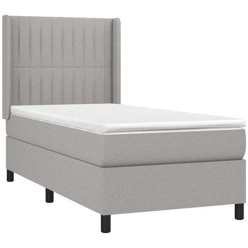 Box spring krevet s madracem svjetlosivi 90x190 cm od tkanine Slike