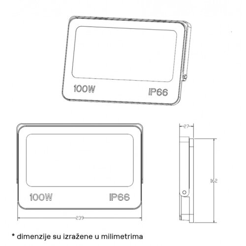 Dawn LED REFLEKTOR GN-FL913-100W CCT 10000lm 110&amp;deg; IP66 Slike