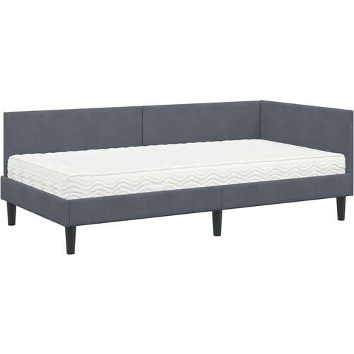  Kutni krevetni okvir s madracem 2 kom. Tamnosiva 100 x 200 cm Slike