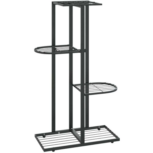 VidaXL Stojalo za rože 4-nadstropno 43x22x76 cm črna kovina Slike