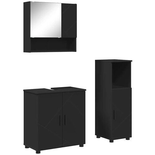 vidaXL Komplet pohištva za kopalnico 3 pcs Črna 61 x 35 x 64 cm Cene