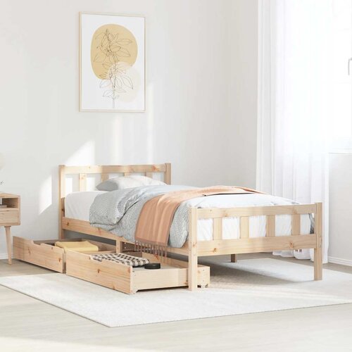 vidaXL Posteljni okvir brez vzmetnice 90x190 cm trdna borovina Cene