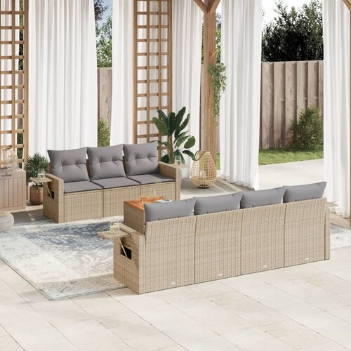 vidaXL 8-dijelni set vrtnih sofa od poliratana s jastucima bež Cijene