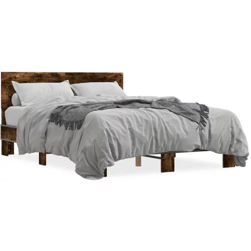 vidaXL Okvir kreveta boja hrasta 140x200 cm konstruirano drvo i metal