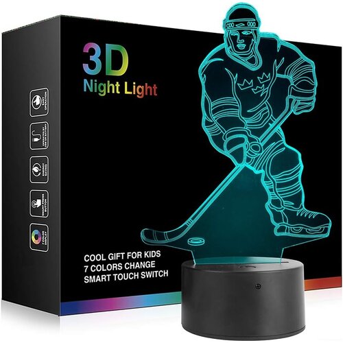 Venisymlis 3D Hokej Nočna Lučka, LED 7 Barv, Na Dotik, Kul Namizna Svetilka Za Ljubitelje Hokeja, (22068146) Cene