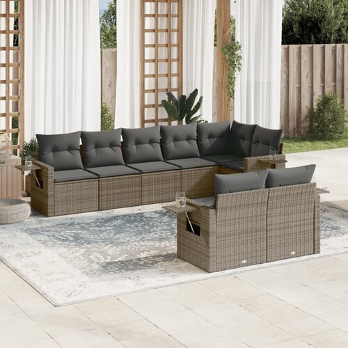 vidaXL 8-dijelni set vrtnih sofa od poliratana s jastucima sivi Cijene