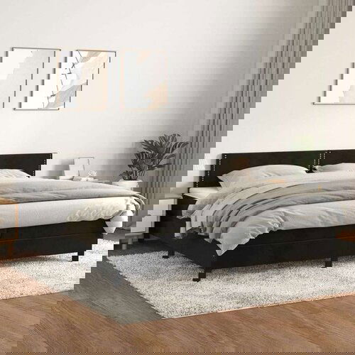  Box spring postelja z vzmetnico črna 200x200 cm žamet, (20892633) Cene