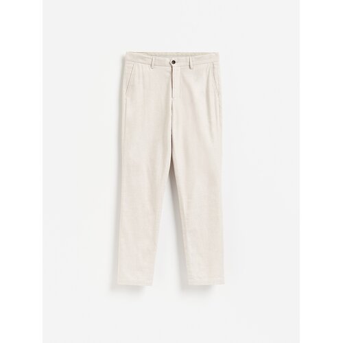 Reserved Chino slim hlače s mješavinom lana - bež Cene