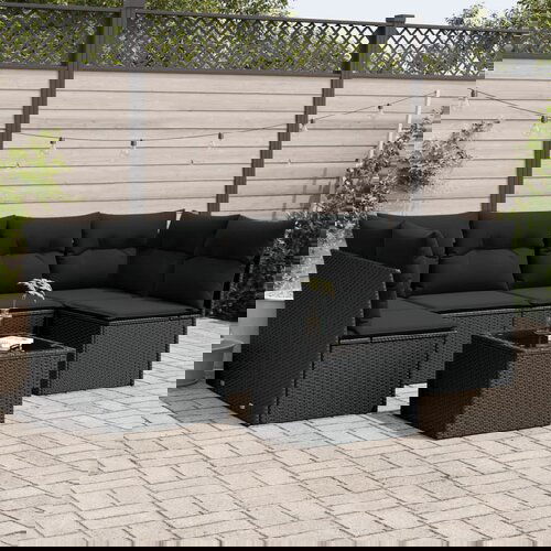 vidaXL 7-dijelni set vrtnih sofa od poliratana s jastucima crni Cijene
