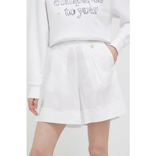 Liu Jo Kratke hlače za žene, boja: bijela, s aplikacijom, visoki struk