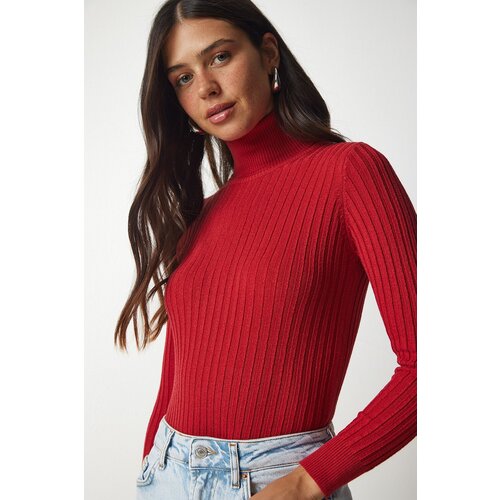  Women&amp;#039;s Red Turtleneck Basic Corduroy Sweater Slike
