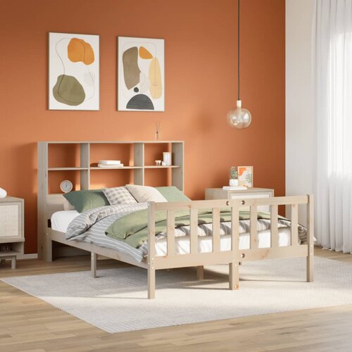 VidaXL Krevet s regalom za knjige bez madraca 120x190 cm od borovine Slike