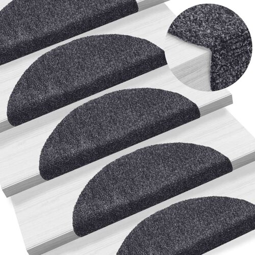 vidaXL Samolepilne preproge za stopnice 15 kosov 56x17x3cm temno sive Cene