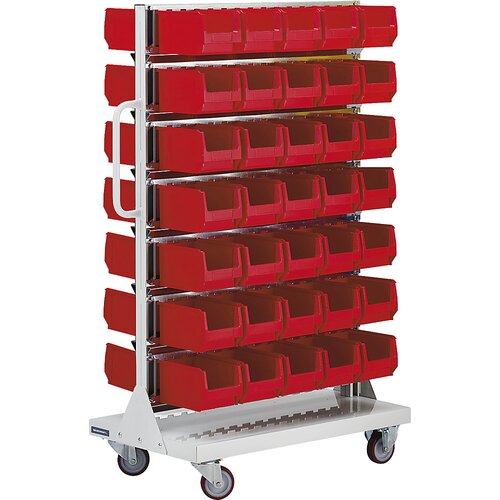 eurokraft pro Pomični regal z odprtimi skladiščnimi posodami, dvostransko, VxŠxG 1450 x 855 x 540 mm, 70 posod Cene