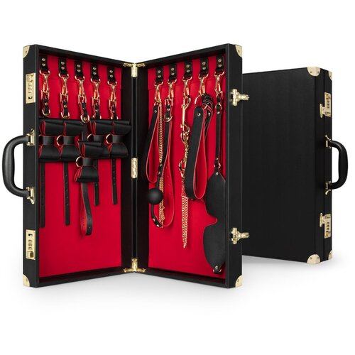 Bedroom Fantasies Bondage Suitcase 11 Pcs - PU Leather Cene
