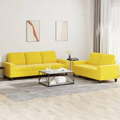  2-dijelni set sofa svjetložuti od tkanine Cene