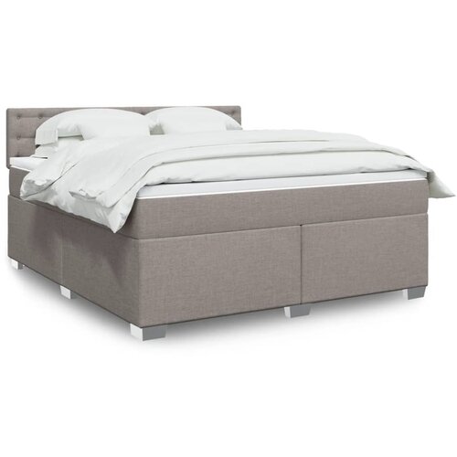 VidaXL Krevet s oprugama i madracem smeđesivi 180x200 cm tkanina Slike