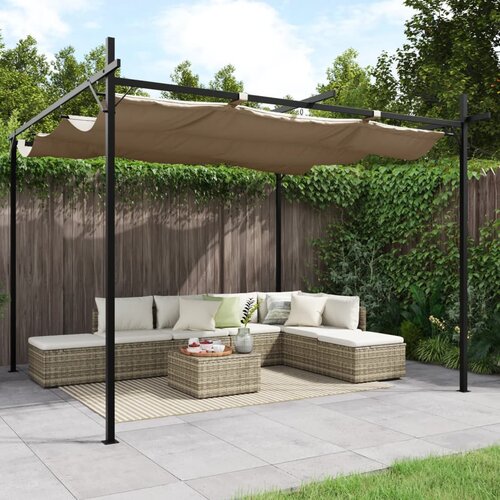  Pergola s pomičnim krovom smeđesiva 295 x 292 x 230 cm Cijene