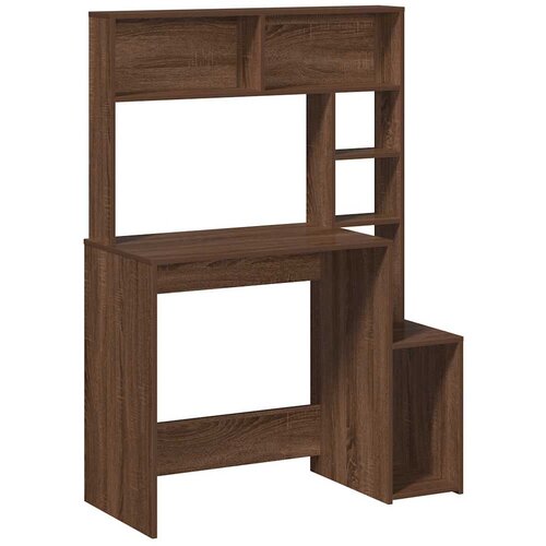 Maison Chic pisalna miza - računalni&amp;scaron;ka miza s policami rjav hrast 100x45x140 cm inž. les, (21785494) Slike