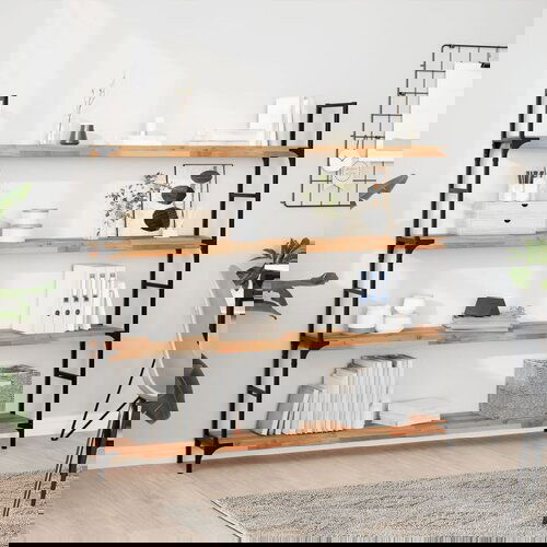  The Living Store Viseče police 2 kosa 140x20x4cm oljni premaz trden akacijev les - Viseča Polica, (21554828) Cene