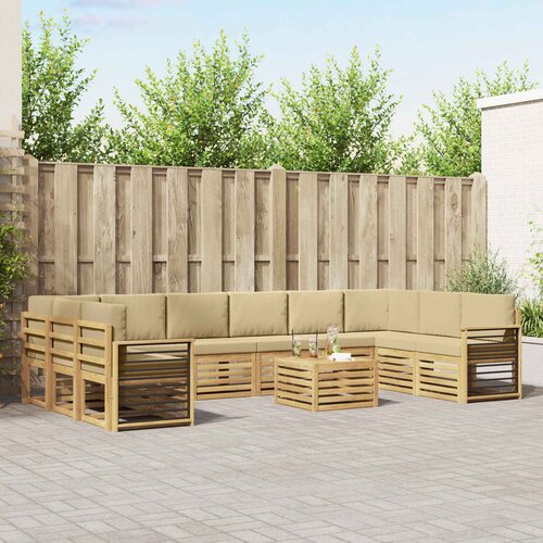  Set vanjskih sofa 11 pcs Bijela i bež 59 x 59 x 37 cm Poliester Cene