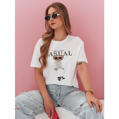 DStreet T-shirt damski z misiem MISTREET biały Slike