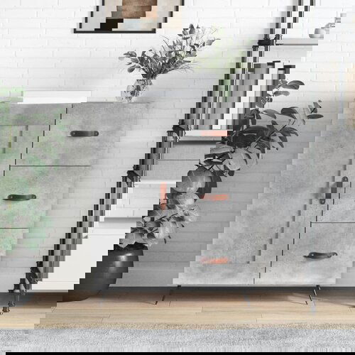 VidaXL Komoda betonsko siva 69,5x34x90 cm inženirski les Slike