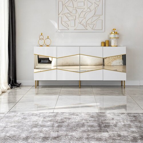 Hanah home komoda Nice 180x80x40cm bijelo-zlatna Slike