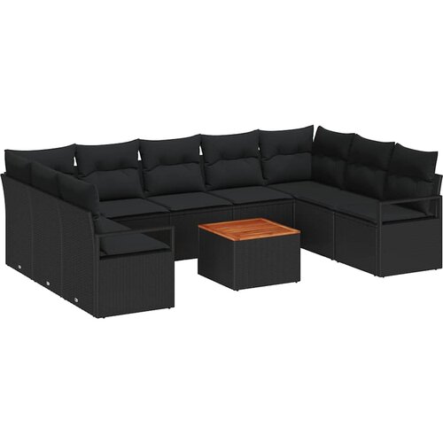  Sjedeća garnitura za vrt 10 kom. Bež i krema poliratan 287 x 177 x 69 cm Slike
