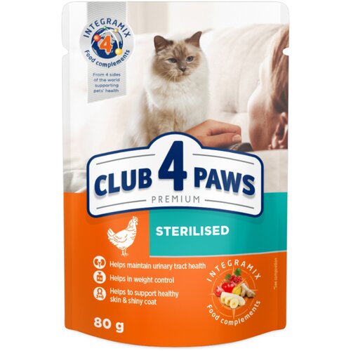 CLUB 4 PAWS sosić za odrasle sterilisane mačke sa ukusom piletine 100g Cene