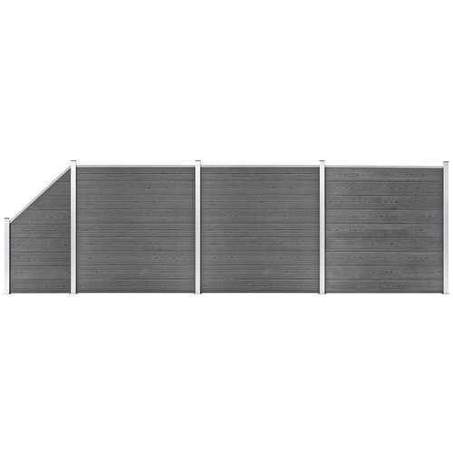 vidaXL WPC ograjni paneli 3 kvadratni + 1 poševni 619x186 cm sivi Cene