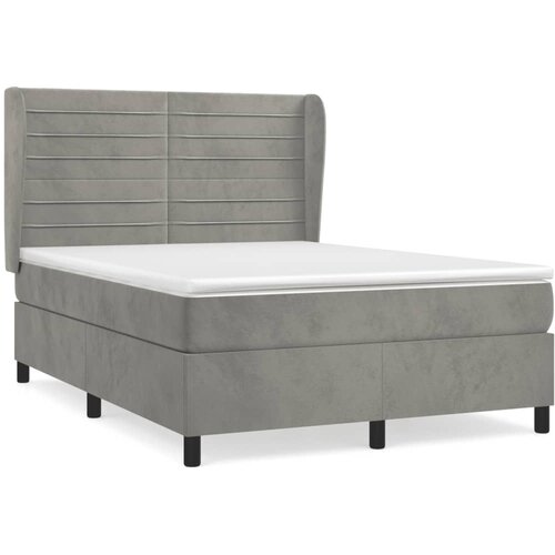 Maison Chic Box spring postelja - Vzmetna postelja z vzmetnico svetlo siva 140x200 cm žamet SL16142, (21895966) Cene