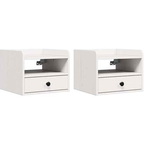  Noćni ormarić 2 pcs Bijelo 38 x 36 x 29,5 cm Masivna borovina Slike