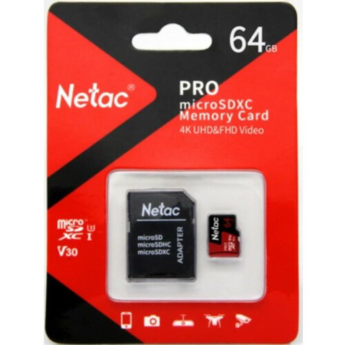 Micro SDXC Netac 64GB P500 Extreme Pro NT02P500PRO-064G-R + SD adapter Slike
