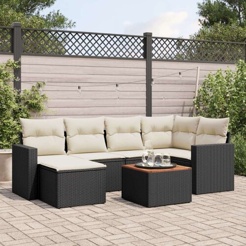  7-dijelni set vrtnih sofa od poliratana s jastucima crni Cene